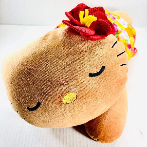 Sanrio Hello Kitty Hawaiian Plush 2005 Tropical Tan Sleeping Hawaii 20” - Picture 1 of 8